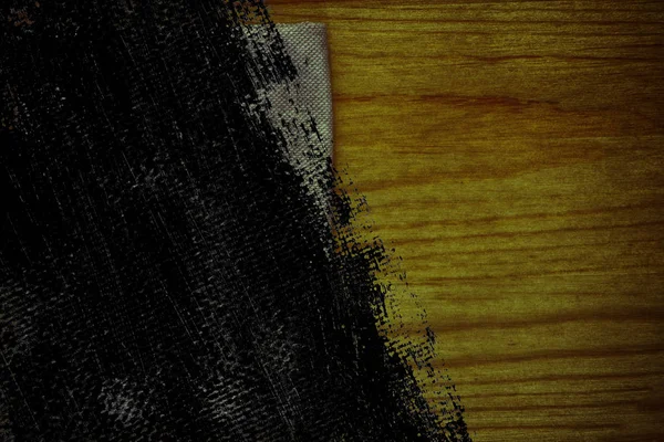Sporco campione di cartolina ultra arancione Grunge, superficie in tessuto di lino su tavolo in legno con copyspace gratuito per il modello — Foto Stock