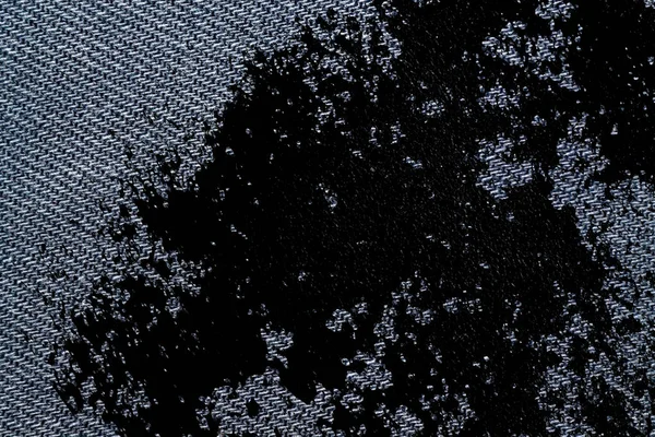 Grunge vuile blauw denim macro textuur met naad voor jeans achtergrond — Stockfoto