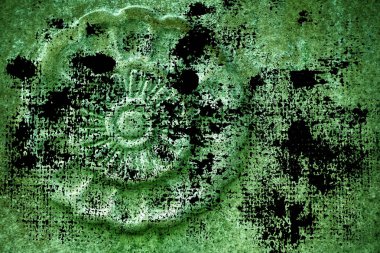 Grunge kirli Ultra yeşil süslü taş doku, daire rock şekil, web sitesi veya mobil cihazlar için arka plan