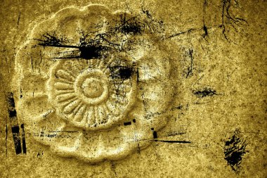 Kirli Ultra sarı süslü taş doku, daire rock şekil, web sitesi veya mobil cihazlar için arka plan