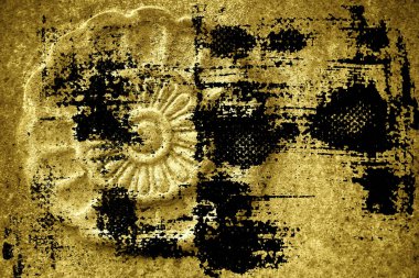 Kirli Ultra sarı süslü taş doku, daire rock şekil, web sitesi veya mobil cihazlar için arka plan