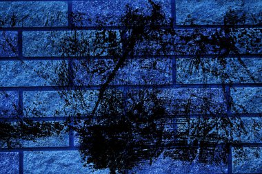 Ultra mavi tuğla doku eski vintage binasının tasarım konsepti