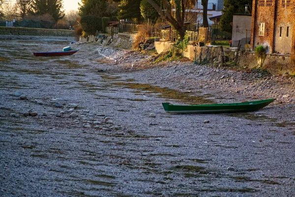 Drought water canal caused by natural disasters in the dry season.