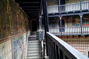 Eski bir taş Castle ikinci katı Ortaçağ ahşap Galeri