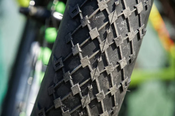 bicycle tires and Bicycle wheel in a row close-up wheel detail, bicycle spoke.