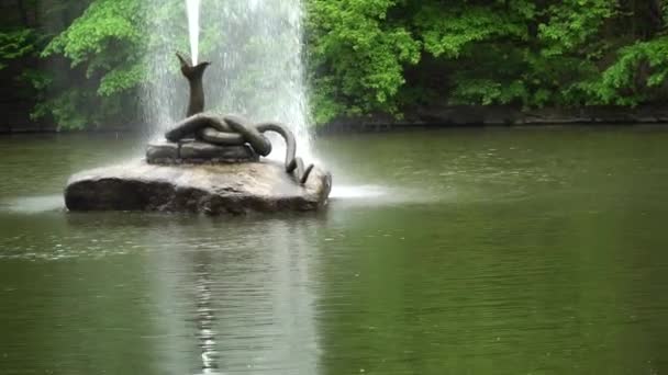 Fontana a forma di serpente a bocca aperta — Video Stock