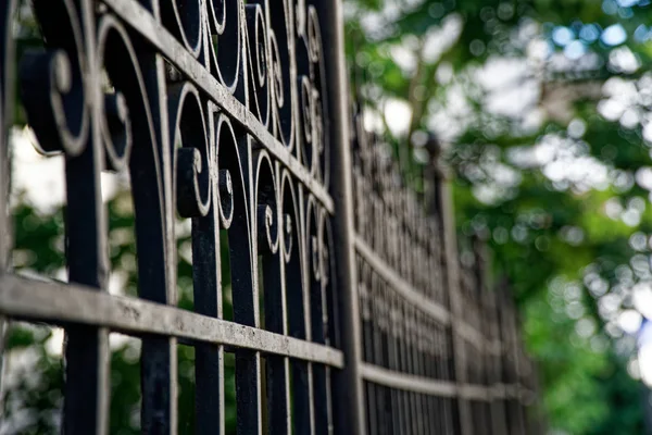 Long fence iron, metal fence, soft focus