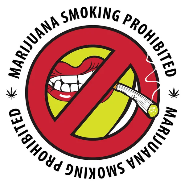 Banner Vectorial Con Palabras Fumar Marihuana Prohibido Con Boca Humana — Vector de stock