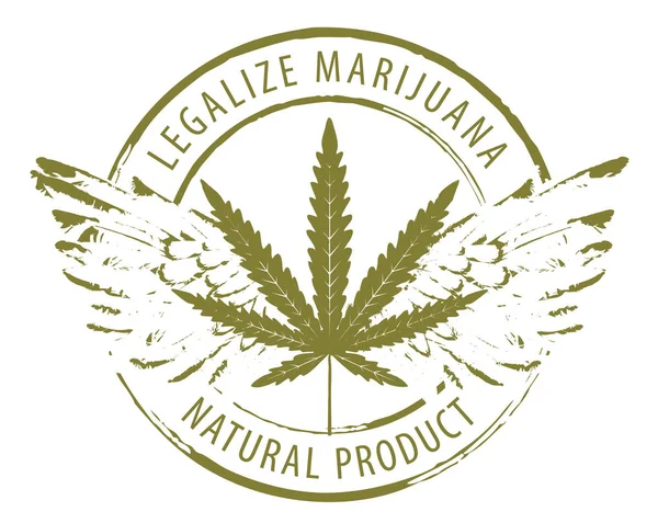 Vector Banner Legalizálja Marihuána Kannabisz Levél Elszigetelt Fehér Background Szárnyak — Stock Vector