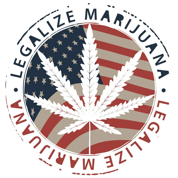 Vector Banner Legalizálja Marihuána Kender Levél Amerikai Zászló Háttérben Szerves — Stock Vector