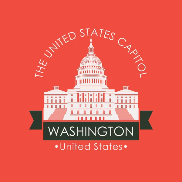 Vector Resor Banner Eller Logotyp Oss Nationella Capitol Washington Usa — Stock vektor