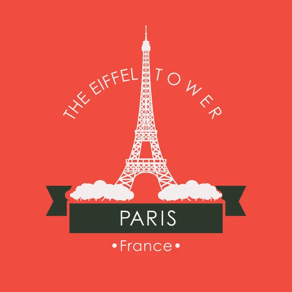 Banner Logotipo Viagem Vetorial Famosa Torre Eiffel Paris Champs Elysees — Vetor de Stock