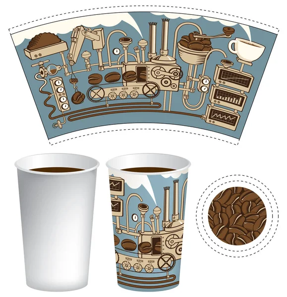 Vector Plantilla Taza Papel Para Bebida Caliente Taza Desechable Para — Vector de stock