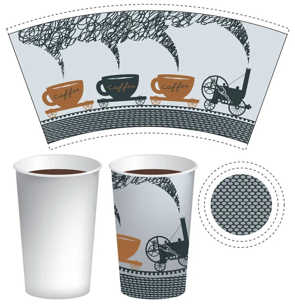 Vector Plantilla Taza Papel Para Bebida Caliente Taza Desechable Para — Vector de stock