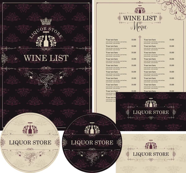 Ensemble Vectoriel Éléments Design Pour Magasin Alcool Style Baroque Avec — Image vectorielle