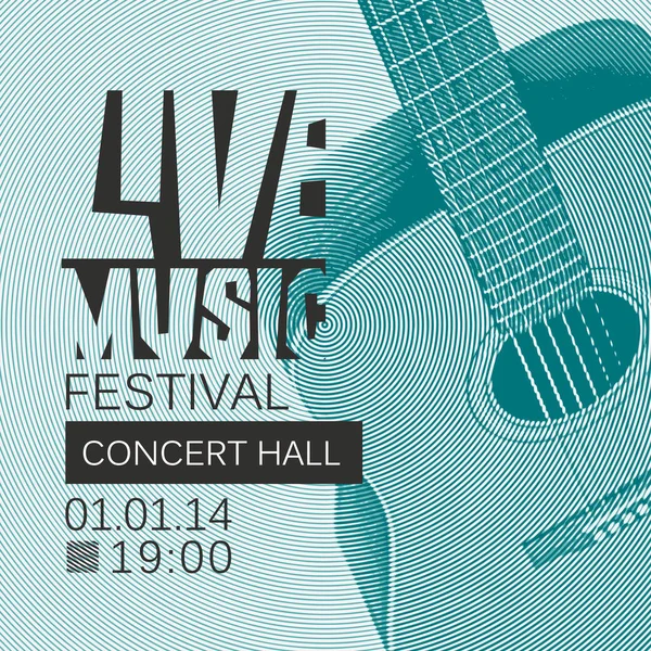 Banner Vectorial Cartel Para Festival Música Vivo Con Guitarra Estilo — Archivo Imágenes Vectoriales