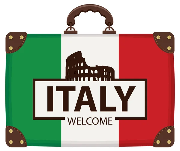 Az olasz zászló színei bőrönd — Stock Vector