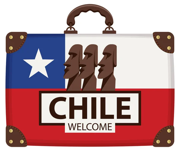 Banner Viaje Vectorial Con Maleta Colores Bandera Chile Con Las — Archivo Imágenes Vectoriales