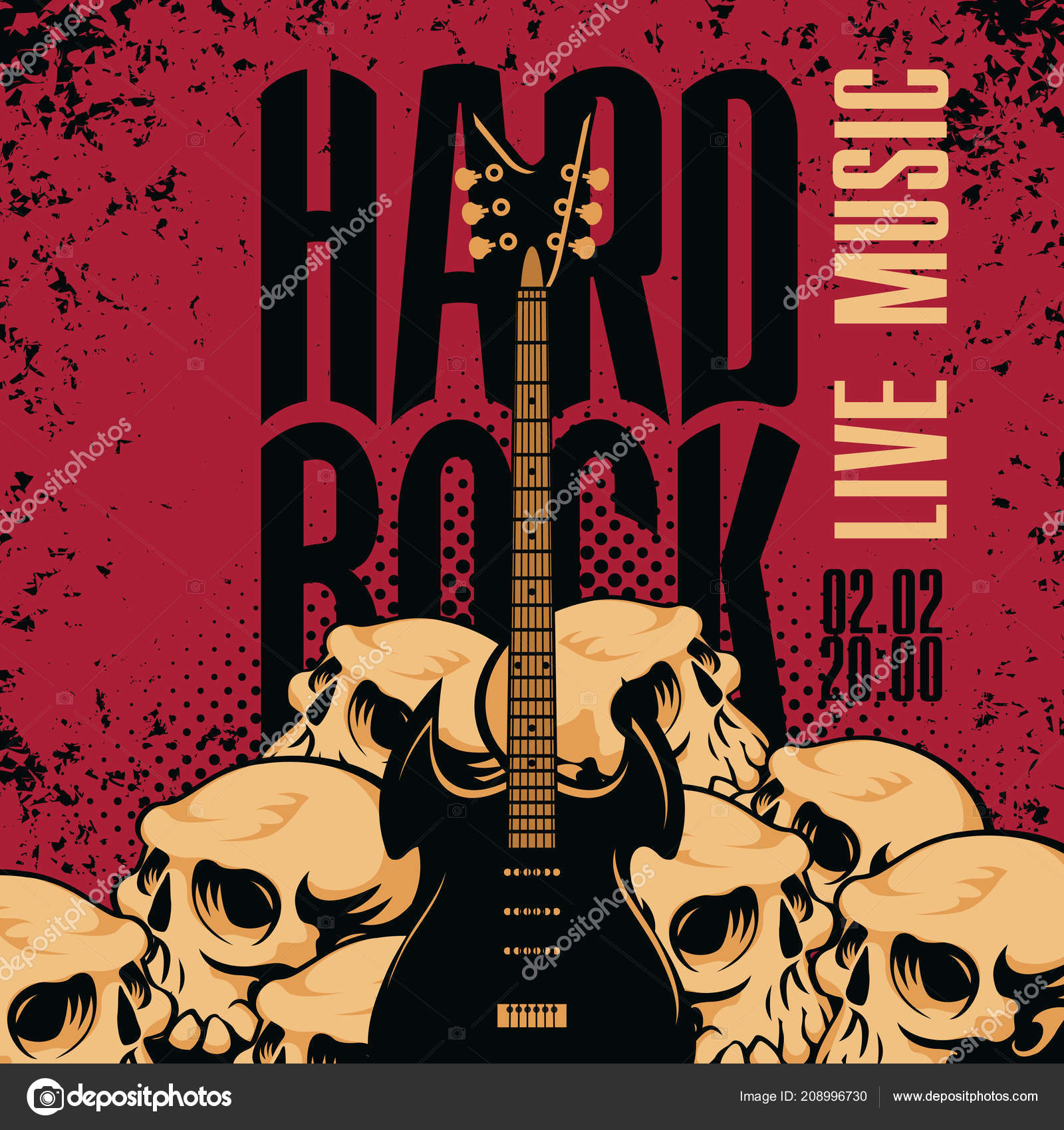 Vector Music Banner Human Skulls Electric Guitar Words Hard Rock Stock  Vector Image by ©paseven #208996730