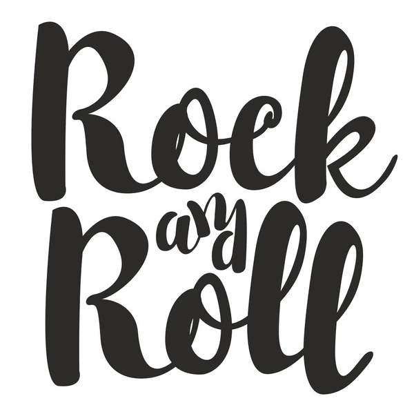 Inscripción Caligráfica Rock Roll Logotipo Del Vector Emblema Etiqueta Insignia — Archivo Imágenes Vectoriales