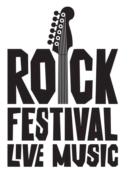 Cartel Vectorial Pancarta Para Rock Festival Música Vivo Con Cuello — Archivo Imágenes Vectoriales