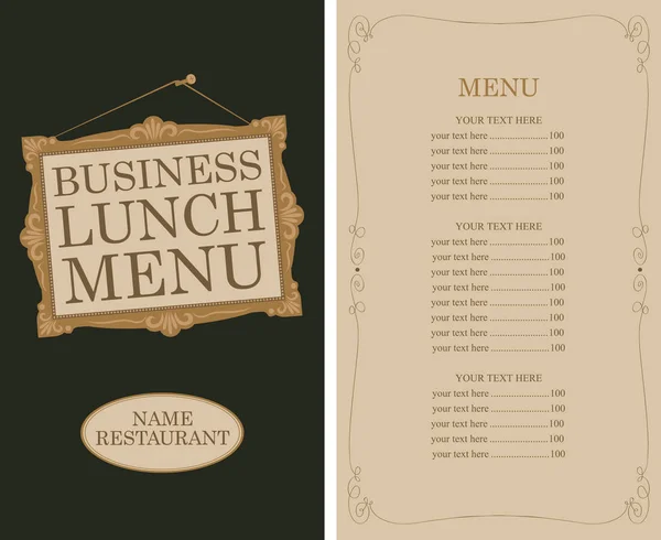 Template Vector Business Lunch Menu Restaurant Picture Frame Price List — Stock Vector