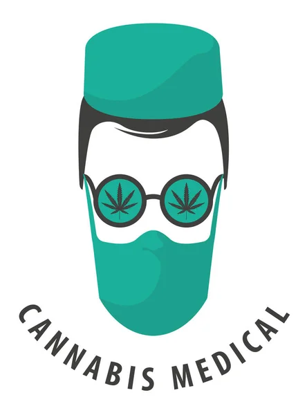 Banner Vectorial Para Cannabis Medicinal Con Una Cara Médico Tapa — Vector de stock