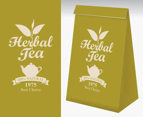 Paper Packaging Label Herbal Tea Vector Label Herbal Tea Pattern — Stock Vector