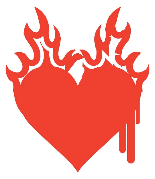 Vektorsymbol Grafische Abstrakte Illustration Eines Roten Herzens Feuer Mit Tintentropfen — Stockvektor