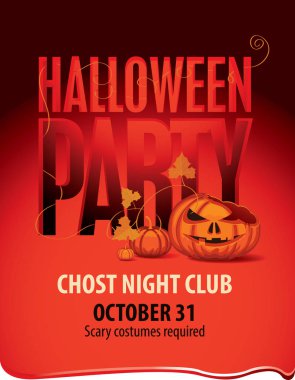 Vektör Cadılar Bayramı afiş ile yazıt ve kırık Kabak kafa kan azıyorum. Cadılar Bayramı partisi için el ilanı veya davetiye şablon.