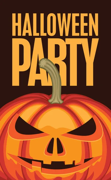 Vector Banner Halloween Party Pumpkins Head Scary Flyer Invitation Template — Stock Vector