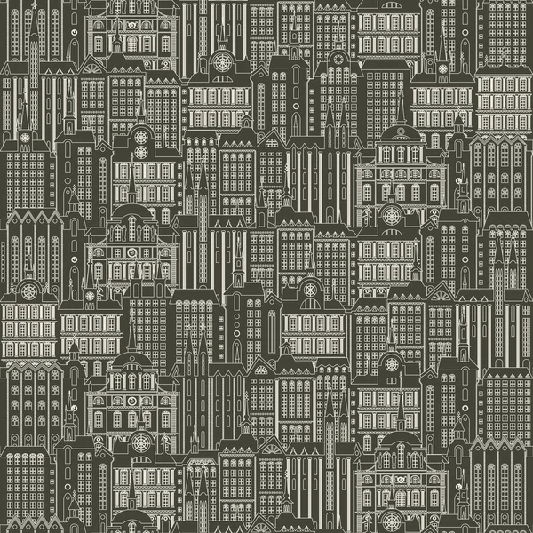 多くの古い建物とシームレスな背景 — ストックベクタ