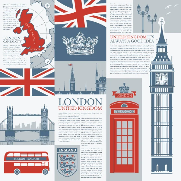 Vektor Nahtloser Hintergrund Zum Thema Großbritannien Und London Mit Zeitungsveröffentlichungen — Stockvektor