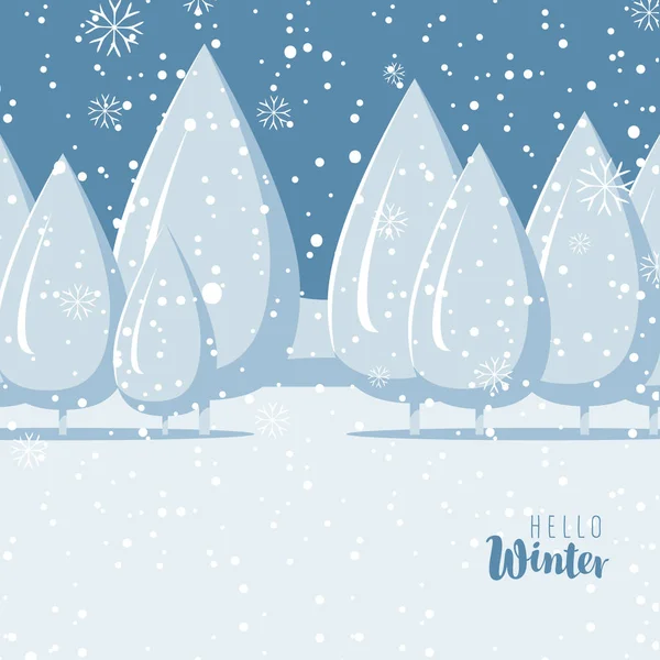 Snowy Winter Landscape Banner Light Gray Blue Tones Cartoon Snow — Stock Vector