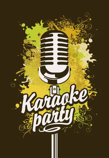Manifesto Musicale Vettoriale Banner Con Microfono Iscrizione Karaoke Party Sullo — Vettoriale Stock