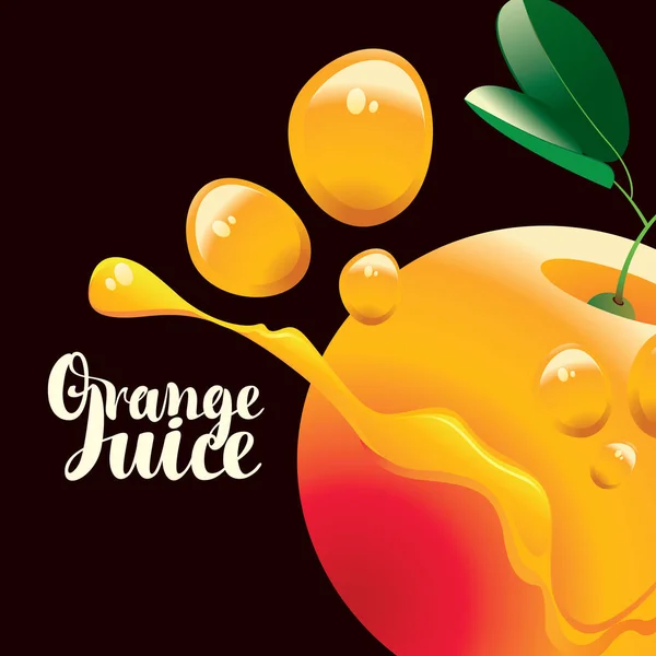 Banner Vectorial Con Naranja Jugosa Madura Salpicaduras Jugo Inscripción Caligráfica — Archivo Imágenes Vectoriales