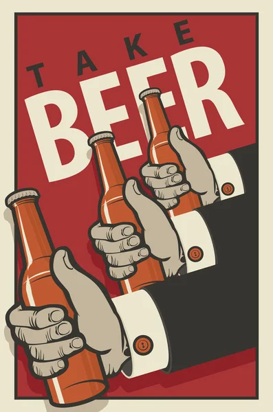 Bannière Vectorielle Sur Thème Bière Dans Style Rétro Avec Des — Image vectorielle