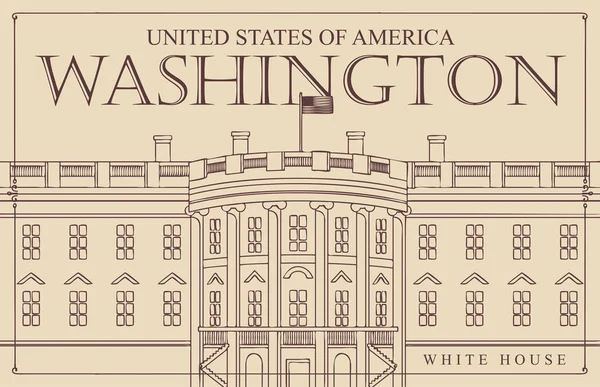 Векторний Прапор Або Картку Контуру Малюнок Нас Білого Дому Вашингтон — стоковий вектор