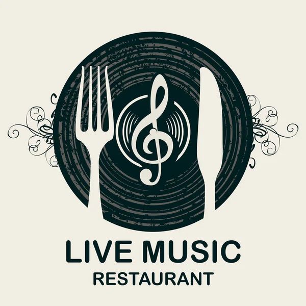Μενού Φορέα Banner Για Εστιατόριο Ζωντανή Μουσική Διακοσμημένα Παλιό Δίσκο — Διανυσματικό Αρχείο