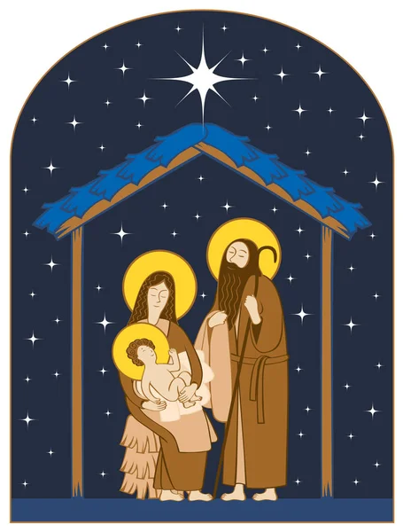 Ilustración Vectorial Sobre Tema Navidad Año Nuevo Estilo Plano Sagrada — Vector de stock