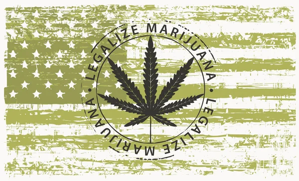 Vector Banner Legalize Marijuana Hemp Leaf Abstract Background American Flag — Stock Vector