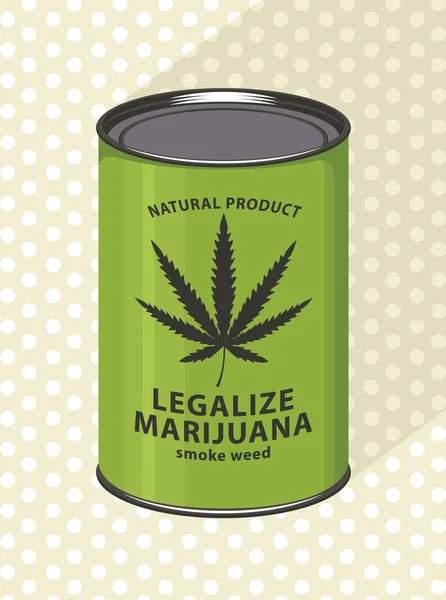 Banner Vectorial Para Marihuana Legalizada Con Lata Verde Cannabis Enlatado — Vector de stock