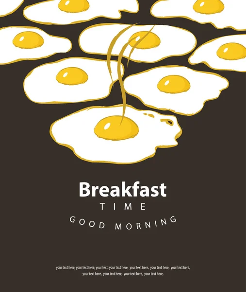 Vector Banner Het Thema Van Tijd Van Het Ontbijt Met — Stockvector