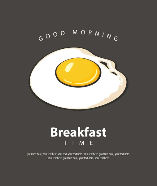Banner Vectorial Sobre Tema Hora Del Desayuno Con Huevo Frito — Archivo Imágenes Vectoriales