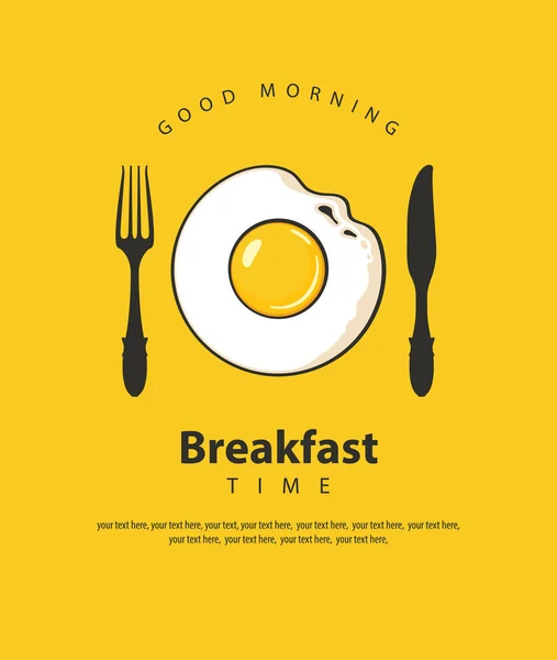 Banner Vectorial Sobre Tema Hora Del Desayuno Con Huevo Frito — Archivo Imágenes Vectoriales