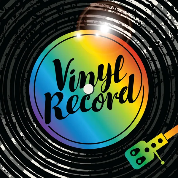ベクトル ポスターまたはカバーのビニール レコード レコード プレーヤー レトロなスタイルの書道の文字 — ストックベクタ
