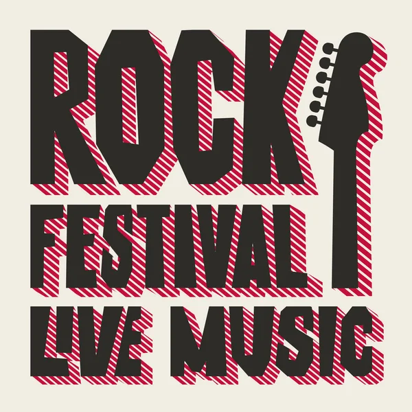 Cartel Vectorial Pancarta Para Rock Festival Música Vivo Con Cuello — Vector de stock