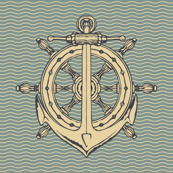 Bannière Vectorielle Avec Ancre Bateau Volant Style Rétro Illustration Sur — Image vectorielle