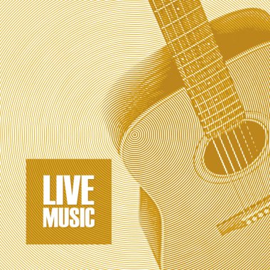 Vektör başlık sayfası veya poster retro tarzı gitar ile canlı müzik