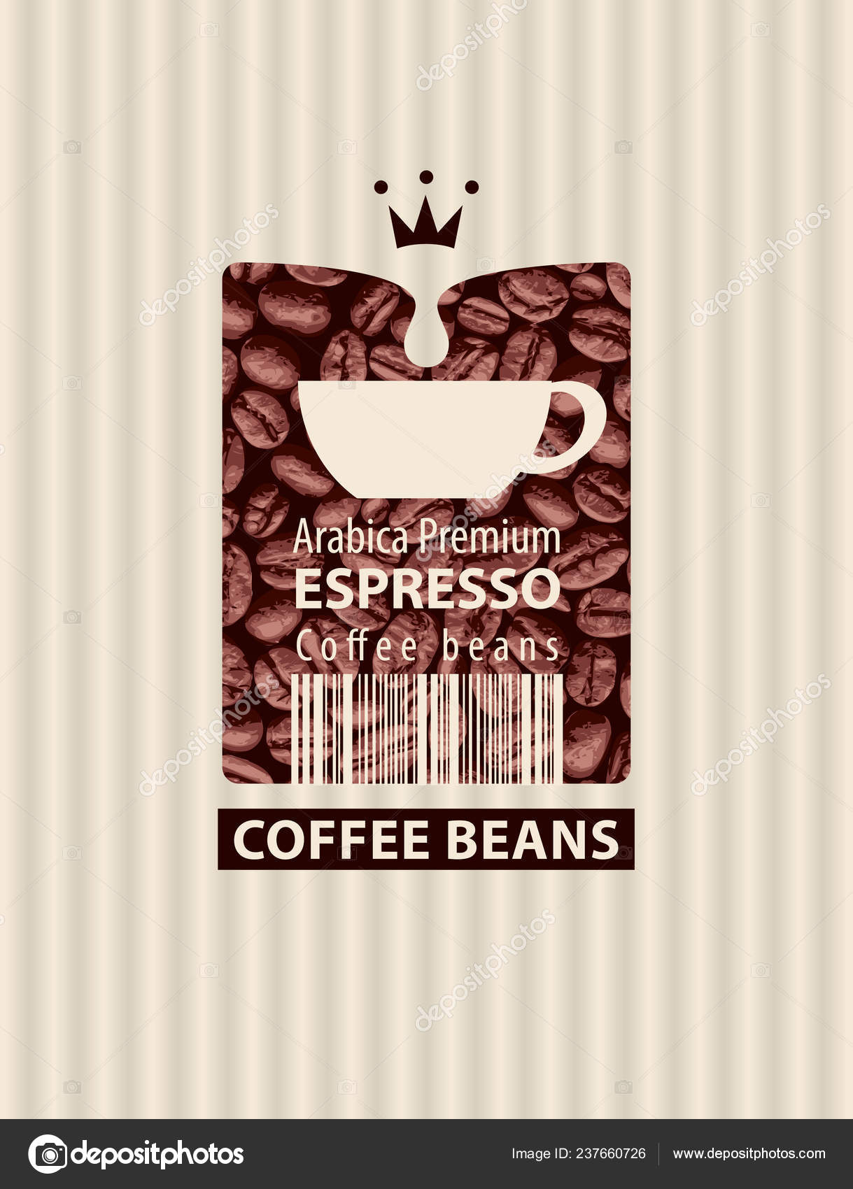 Vector Label Coffee Beans Cup Barcode Retro Style Background Coffee